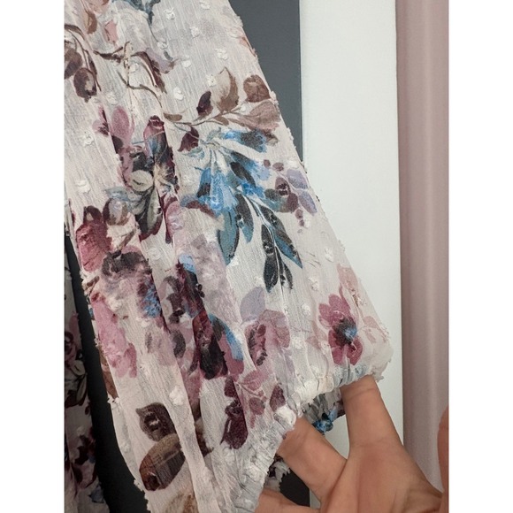 Torrid Floral Clip Dot Chiffon Tiered Mini Dress White Purple Blue Womens 2 2X - Picture 4 of 7